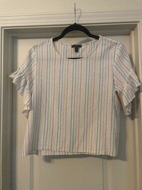Drew Flutter Rainbow Stripe Top